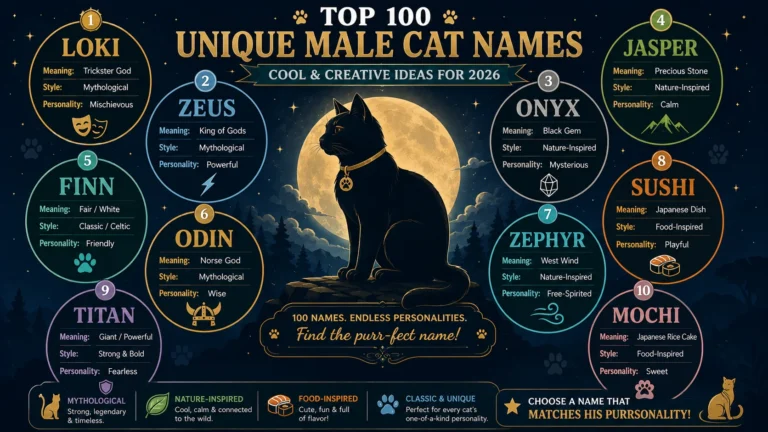 top 100 unique male cat names