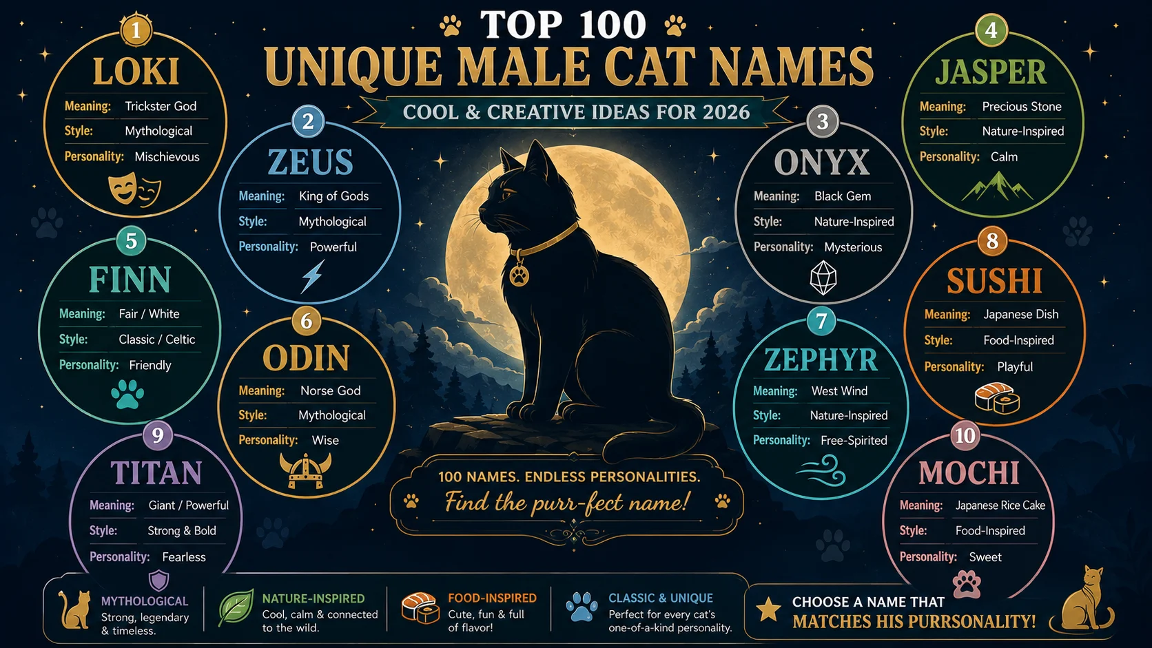 top 100 unique male cat names