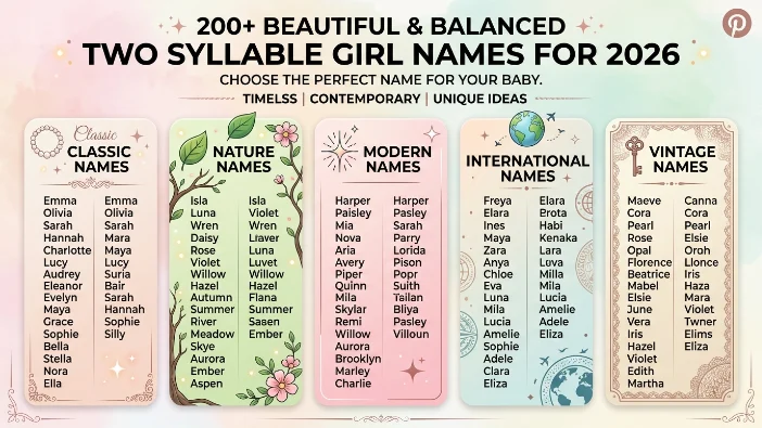 two syllable girl names