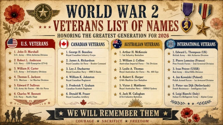 world war 2 veterans list of names
