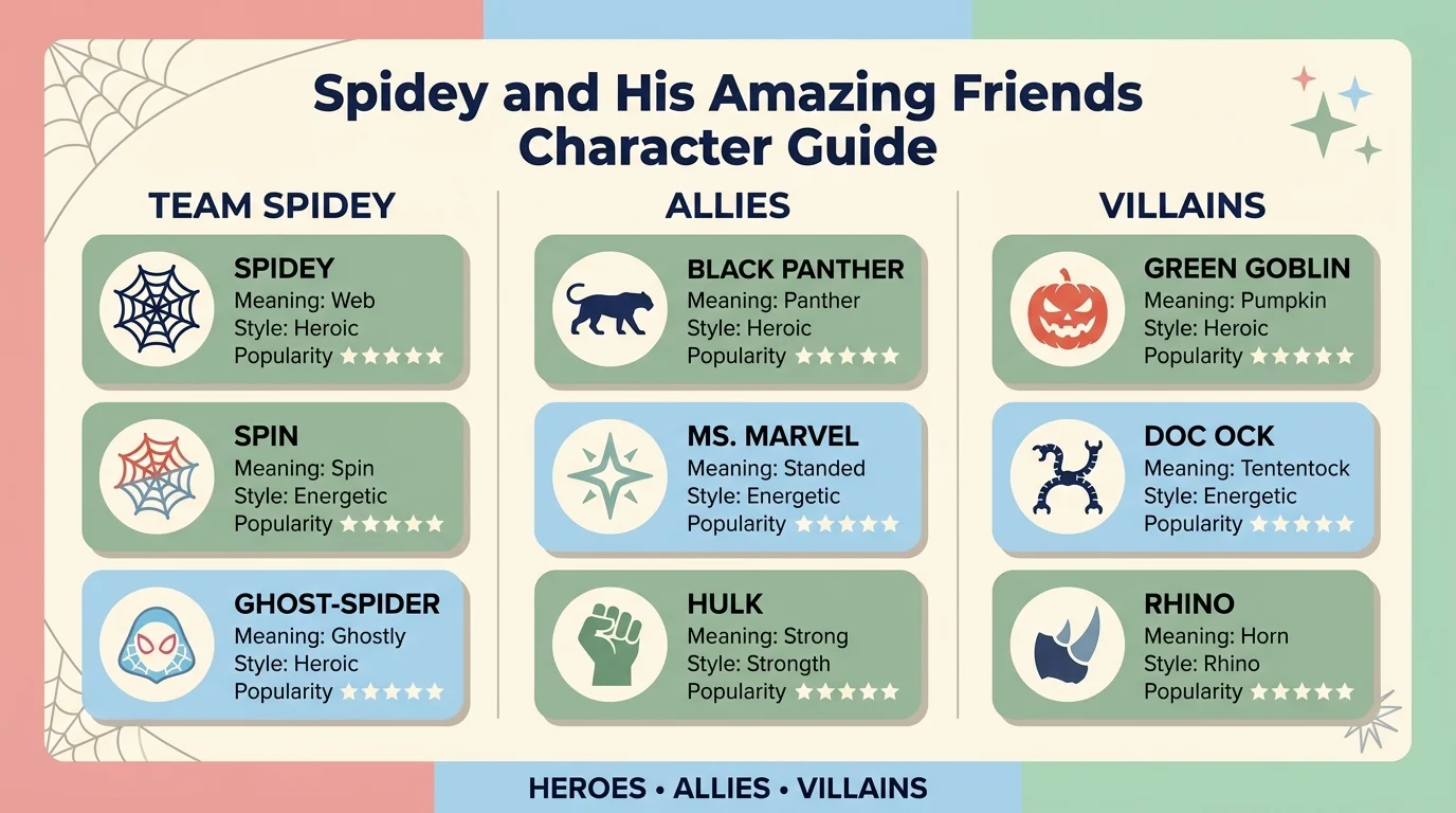 spidey and his amazing friends characters names and pictures